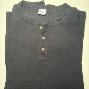 Zara Men's Black Long Sleeve Henley